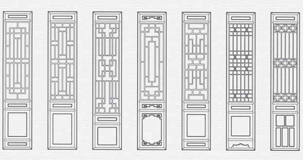 紫云常用中式仿古花窗图案隔断设计图