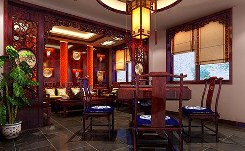 紫云古典中式风格茶楼包间设计装修效果图
